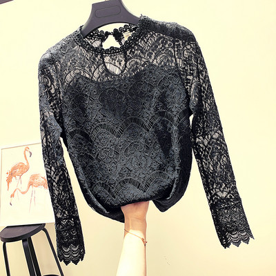 Γυναικεία κομψή μπλούζα με μακριά μανίκια δαντέλας σε τρία χρώματα