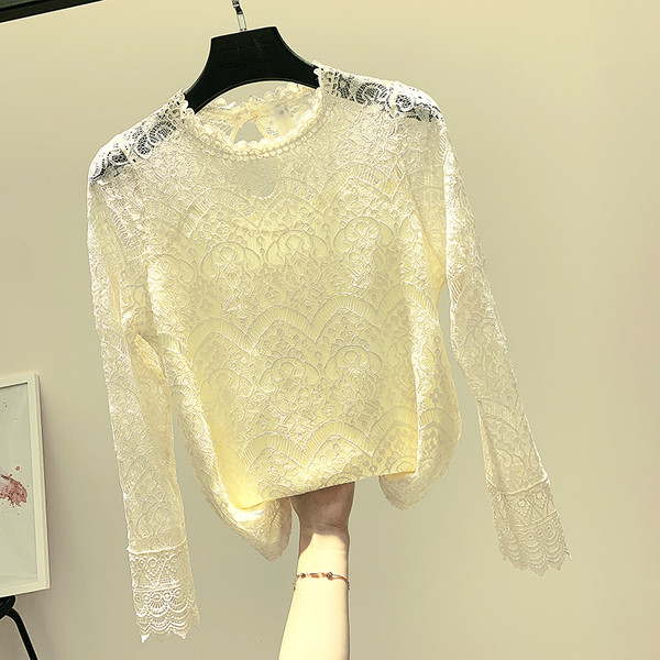 Γυναικεία κομψή μπλούζα με μακριά μανίκια δαντέλας σε τρία χρώματα