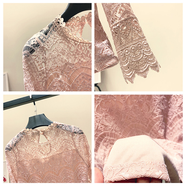 Γυναικεία κομψή μπλούζα με μακριά μανίκια δαντέλας σε τρία χρώματα