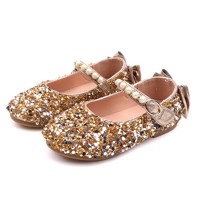 Pantofi moderni pentru copii in trei culori cu pietre si perle