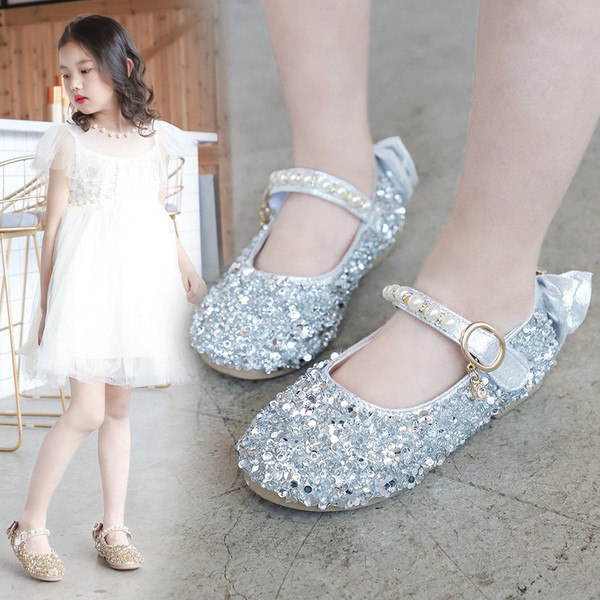 Pantofi moderni pentru copii in trei culori cu pietre si perle