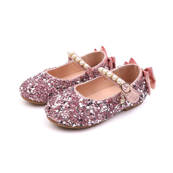 Pantofi moderni pentru copii in trei culori cu pietre si perle