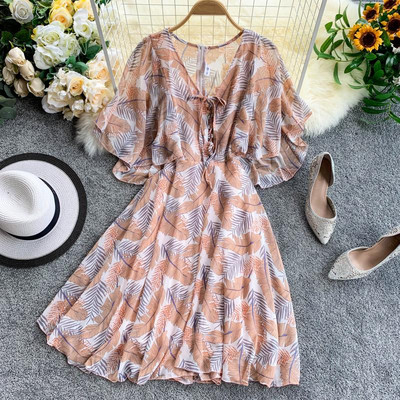 Rochie de dama casual model decupat cu cravate si model de culoare