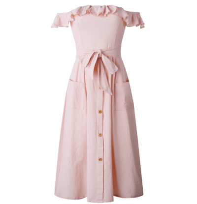 Αθλητικό-κομψό φόρεμα γυναικείο με κουμπιά σε διάφορα χρώματα