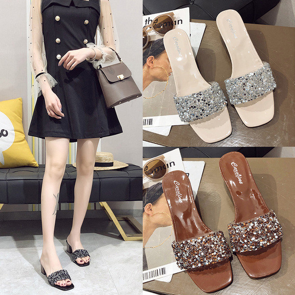 Papuci de femei eleganti cu toc in trei culori