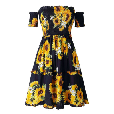 Καθημερινό  γυναικείο φόρεμα με μοτίβα φυτών σε διάφορα χρώματα