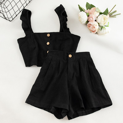 Γυναικείο σύνολο από δύο κομμάτια - σορτς και αμάνικο  σε διάφορα χρώματα