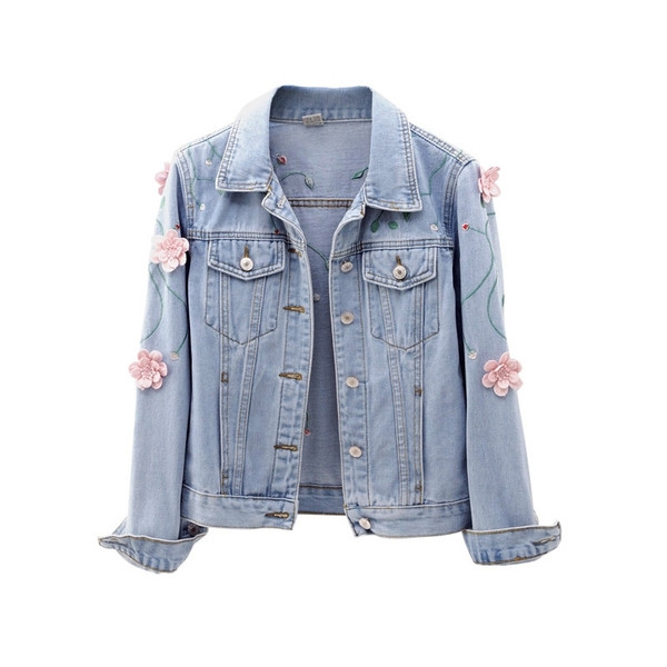 Jachetă de damă elegantă din denim cu elemente 3D în două culori