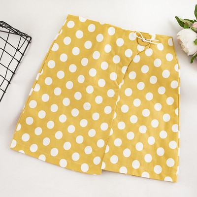 Дамска стилна пола-панталон на точки с висока талия в няколко цвята 