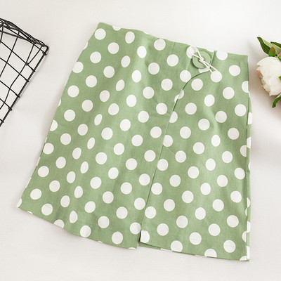 Дамска стилна пола-панталон на точки с висока талия в няколко цвята 