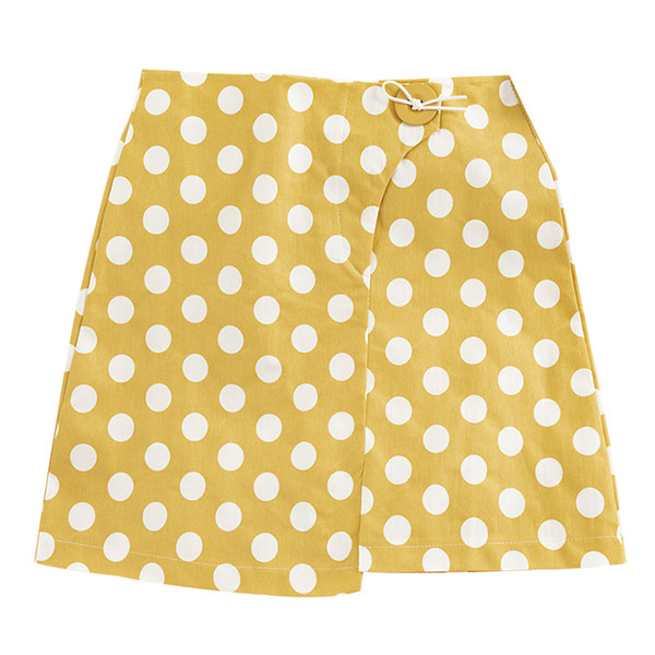 Дамска стилна пола-панталон на точки с висока талия в няколко цвята 