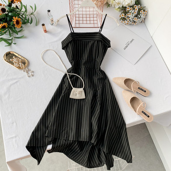 Γυναικεία ριγέ φόρεμα με λεπτούς ιμάντες