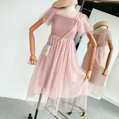 Μοντέρνο σχέδιο γυναικείο φόρεμα με  πούλιες και τούλι σε διάφορα χρώματα