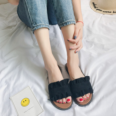 Casual γυναικείες  παντόφλες σε λευκό, μαύρο και μπλε χρώμα