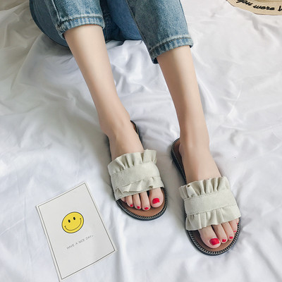 Casual γυναικείες  παντόφλες σε λευκό, μαύρο και μπλε χρώμα