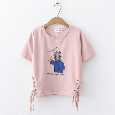 Γυναικεία T-shirt σε λευκό και ροζ χρώμα