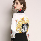 Cămașă elegantă de damă, cu mânecă lungă, cu imprimeu