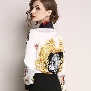 Cămașă elegantă de damă, cu mânecă lungă, cu imprimeu