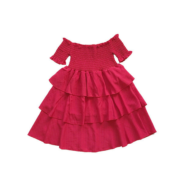 Modern gyerekruha csupasz vállakkal, piros színben