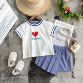 Set zilnic pentru copii de bluză și fustă-pantaloni pentru fete