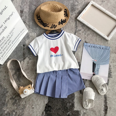 Set zilnic pentru copii de bluză și fustă-pantaloni pentru fete