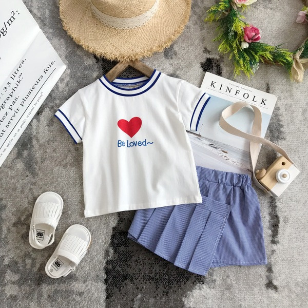 Set zilnic pentru copii de bluză și fustă-pantaloni pentru fete