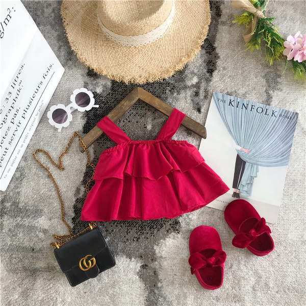 Set copii modern pentru fete in doua parti in rosu