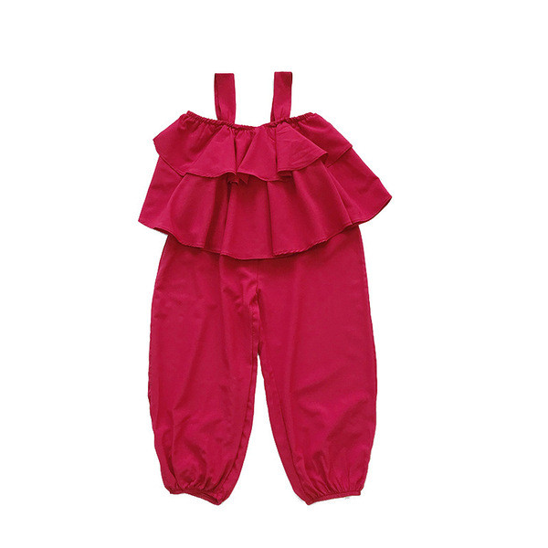 Set copii modern pentru fete in doua parti in rosu