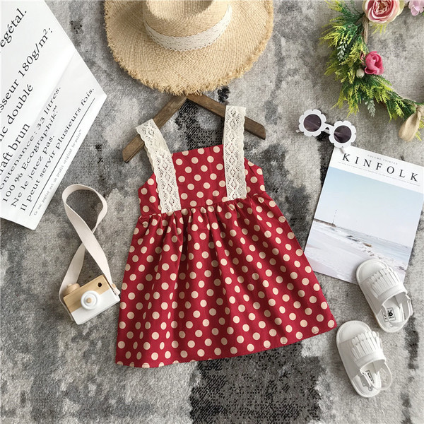 Rochie casual pentru copii cu puncte rosii pentru fete