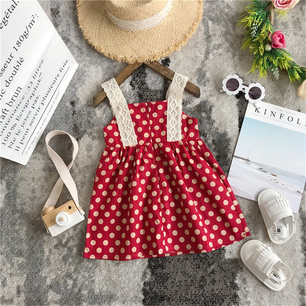 Rochie casual pentru copii cu puncte rosii pentru fete