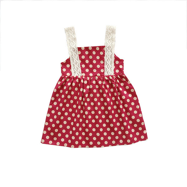 Rochie casual pentru copii cu puncte rosii pentru fete