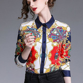 Cămașă modernă de damă cu mâneci lungi și imprimeu interesant