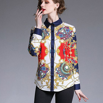 Cămașă modernă de damă cu mâneci lungi și imprimeu interesant