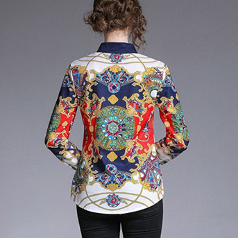 Cămașă modernă de damă cu mâneci lungi și imprimeu interesant