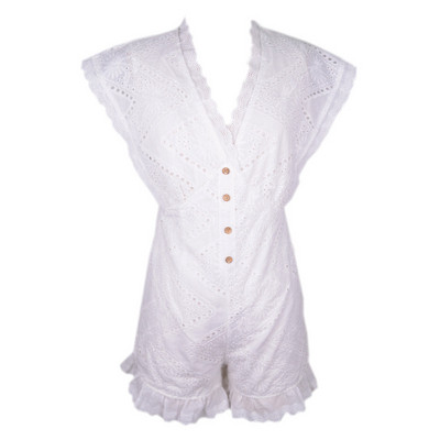 Γυναικεία σαλοπέτα  σε λευκό χρώμα  με βαθύ λαιμόκοψη