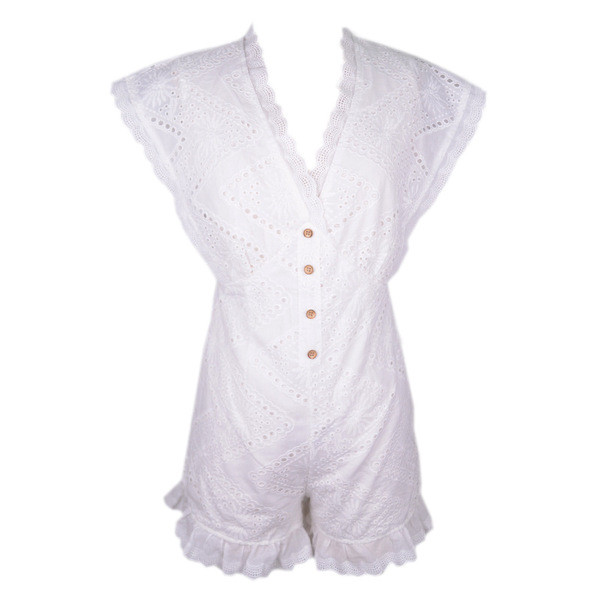 Γυναικεία σαλοπέτα  σε λευκό χρώμα  με βαθύ λαιμόκοψη