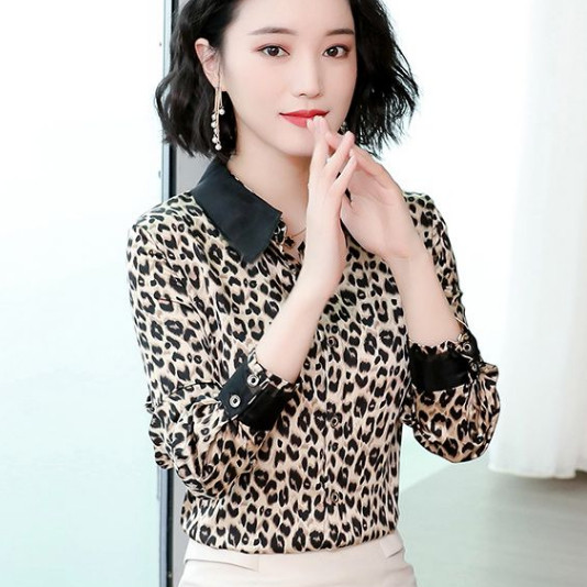 Cămașă elegantă de damă cu animal print în trei culori
