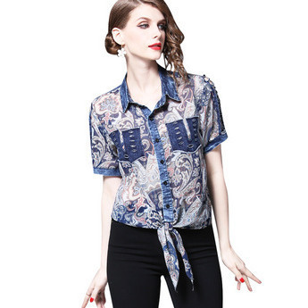 Cămașă modernă de șifon de damă cu motive rupte