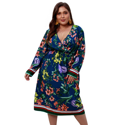 Rochie moderna de dama cu decolteu in V si maneci lungi in trei culori