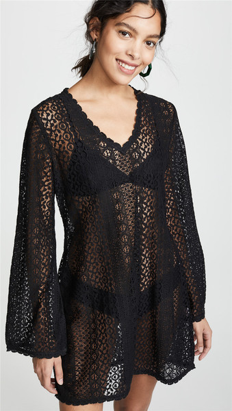 Női csipke pareo hosszú ujjú fehér és fekete színben