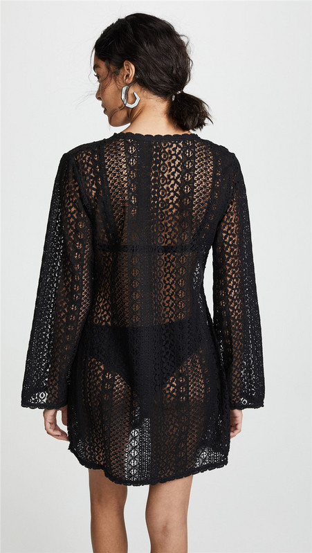 Női csipke pareo hosszú ujjú fehér és fekete színben