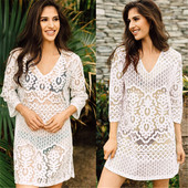 Pareo din dantela de culoare alba si decolteu in V