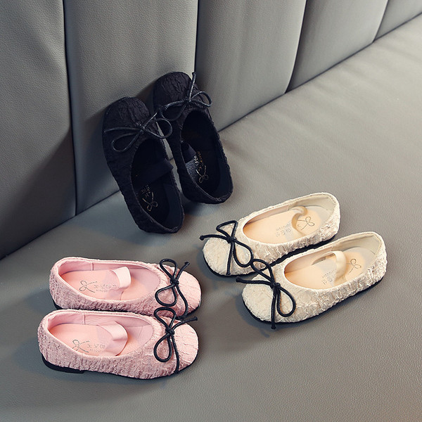 Pantofi copii moderni pentru fete in trei culori cu panglica