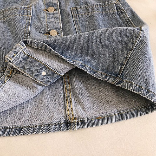 Fusta de dama moderna din denim cu bretele in albastru