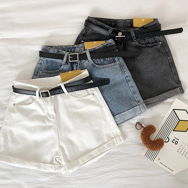 Дамски къси дънки с висока талия  в три цвята 
