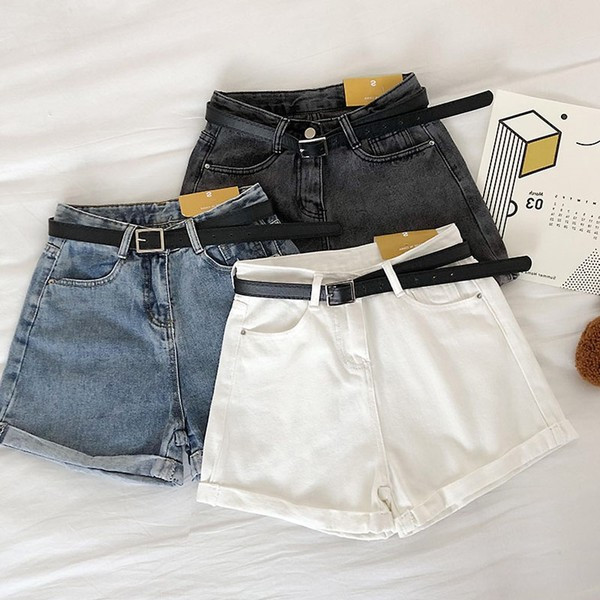 Дамски къси дънки с висока талия  в три цвята 