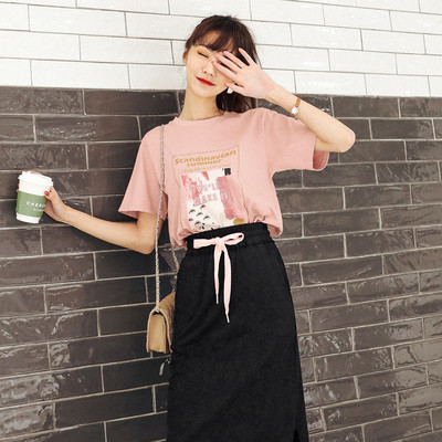 Tricou casual dama cu aplicatie in alb si roz