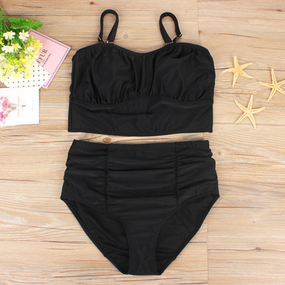 Costum de baie din două piese de culoare neagră până la 3XL