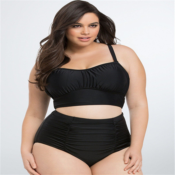 Costum de baie din două piese de culoare neagră până la 3XL