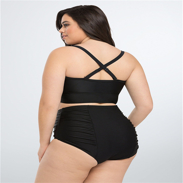 Costum de baie din două piese de culoare neagră până la 3XL